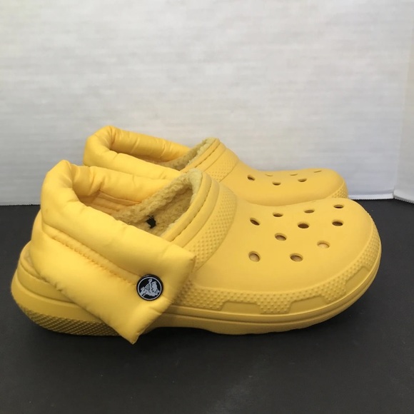 Crocs Classic Lined Neo Puff Crocband Clog Yellow Mens 5 Womens 7 Discontinued - Picture 3 of 13